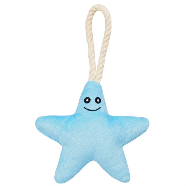 Игрушка Mr.Kranch для собак мелких и средних пород Звездочка с канатом и пищалкой 26х16х5см, нежно-голубая Игрушка Mr.Kranch для собак мелких и средних пород Звездочка с канатом и пищалкой 26х16х5см, нежно-голубая