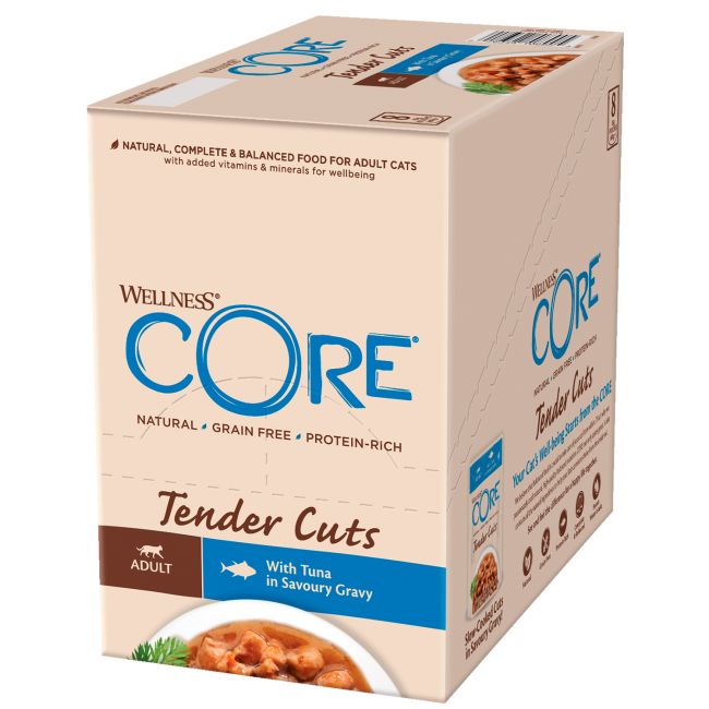 Влажный корм CORE TENDER CUTS для кошек, из тунца в виде нарезки в соусе, паучи 85 г Влажный корм CORE TENDER CUTS для кошек, из тунца в виде нарезки в соусе, паучи 85 г