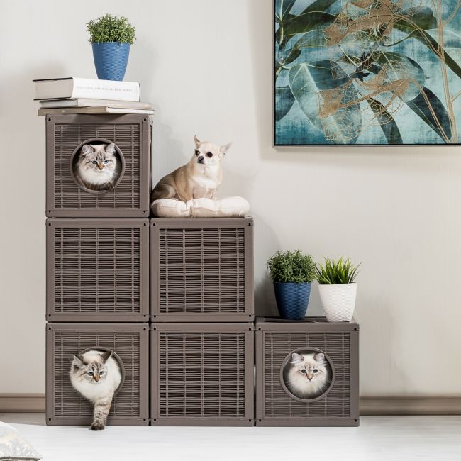 BAMA PET домик для кошек QUBLO 35x35x35h см, бежевый