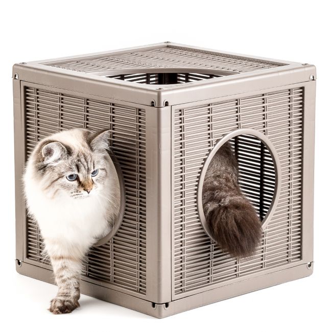 BAMA PET домик для кошек QUBLO 35x35x35h см, бежевый