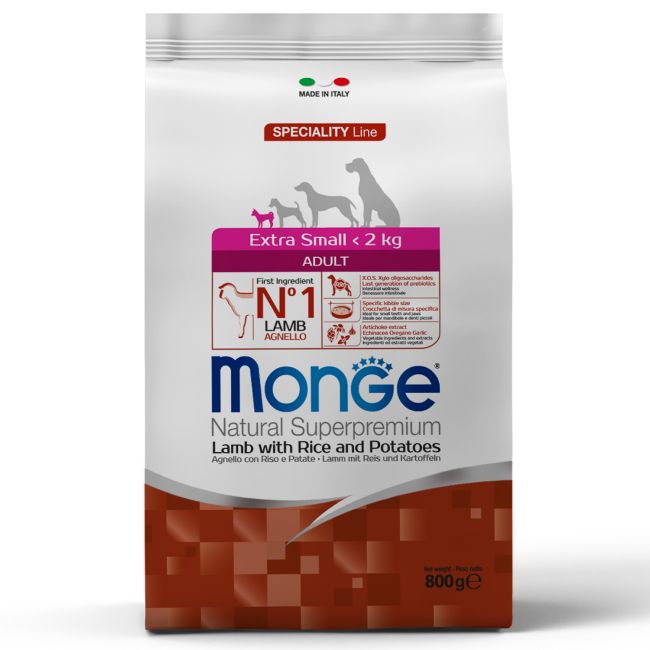 Cухой корм Monge Dog Speciality Line Extra Small корм для взрослых собак миниатюрных пород ягненок с рисом и картофелем 800 г Cухой корм Monge Dog Speciality Line Extra Small корм для взрослых собак миниатюрных пород ягненок с рисом и картофелем 800 г