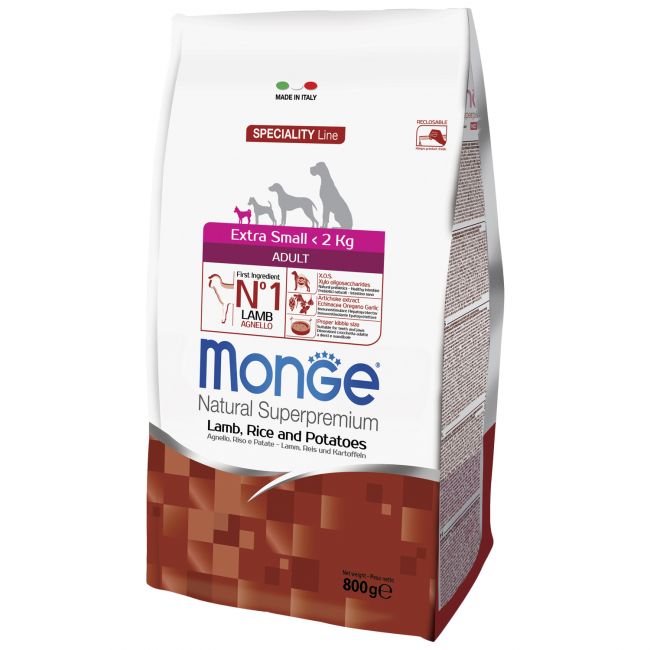 Cухой корм Monge Dog Speciality Line Extra Small корм для взрослых собак миниатюрных пород ягненок с рисом и картофелем 800 г Cухой корм Monge Dog Speciality Line Extra Small корм для взрослых собак миниатюрных пород ягненок с рисом и картофелем 800 г