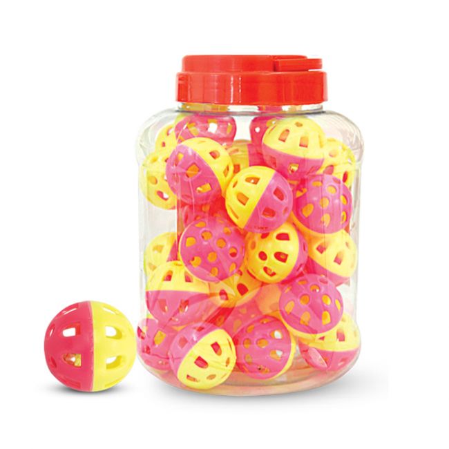 Игрушка для кошек "Мяч-погремушка", желто-розовый, d35мм (банка 36шт.) Игрушка для кошек "Мяч-погремушка", желто-розовый, d35мм (банка 36шт.)