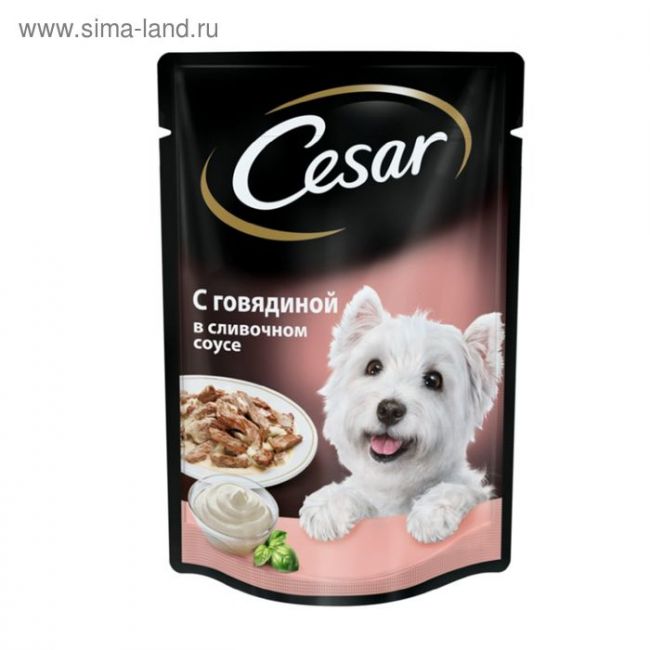 Влажный корм Cesar для собак, говядина в сливочном соусе, пауч, 85 г Влажный корм Cesar для собак, говядина в сливочном соусе, пауч, 85 г