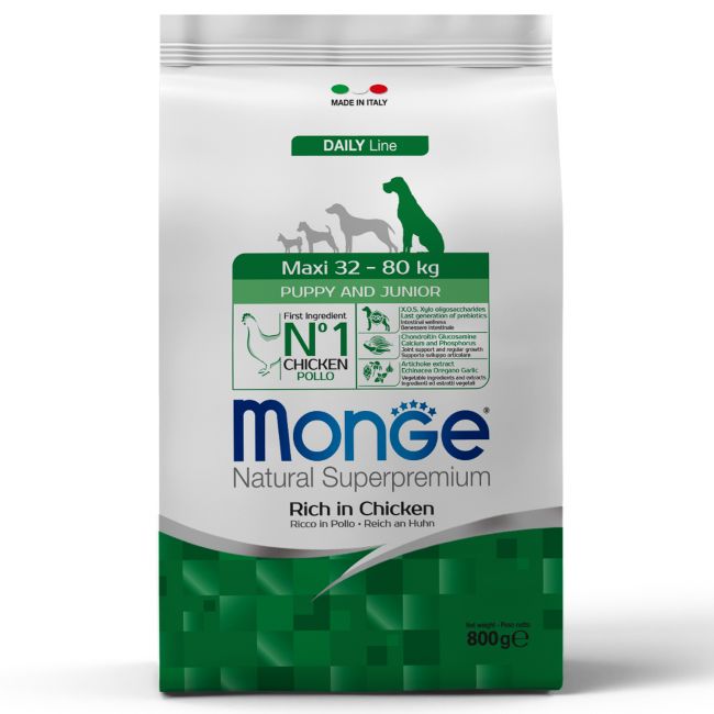 Сухой корм Monge Dog Daily Line Maxi для щенков крупных пород, из курицы 800 г Сухой корм Monge Dog Daily Line Maxi для щенков крупных пород, из курицы 800 г