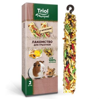Лакомство для грызунов с фруктами (уп.2шт.), 50г, Triol Original Лакомство для грызунов с фруктами (уп.2шт.), 50г, Triol Original