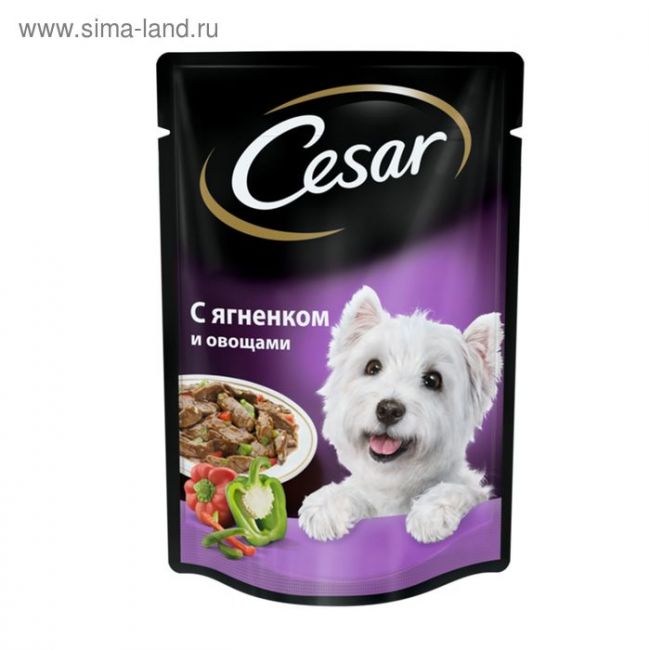 Влажный корм Cesar для собак, ягненок с овощами в соусе, пауч, 85 г Влажный корм Cesar для собак, ягненок с овощами в соусе, пауч, 85 г