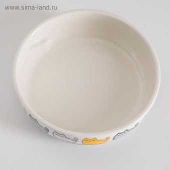 Миска керамическая "Пиксельные кошки" 250мл, 12 х 3,5 см, бело-серая Миска керамическая "Пиксельные кошки" 250мл, 12 х 3,5 см, бело-серая