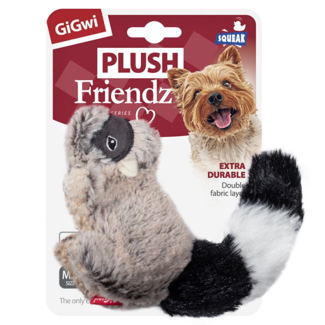 75307 Игрушка для собак Енот с пищалкой 16см, серия PLUSH FRIENDZ