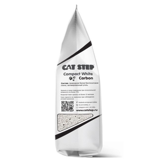 Наполнитель комкующийся минеральный CAT STEP Compact White Carbon, 5 л Наполнитель комкующийся минеральный CAT STEP Compact White Carbon, 5 л