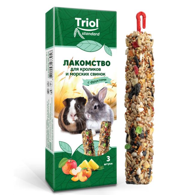 Лакомство для кроликов и морских свинок с фруктами (уп. 2 шт), 100г, Тriol Standard Лакомство для кроликов и морских свинок с фруктами (уп. 2 шт), 100г, Тriol Standard
