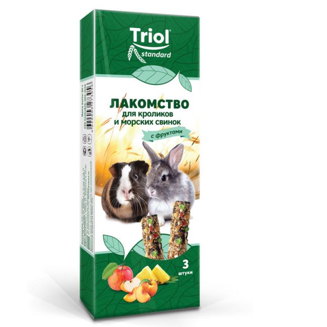 Лакомство для кроликов и морских свинок с фруктами (уп. 2 шт), 100г, Тriol Standard Лакомство для кроликов и морских свинок с фруктами (уп. 2 шт), 100г, Тriol Standard