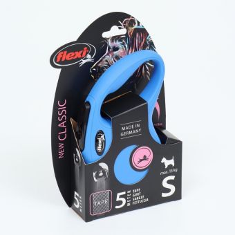 Рулетка Flexi New Classic S (до 15 кг) 5 м лента, синяя
