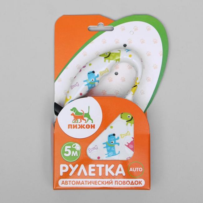Рулетка "Лапа", 5 м, до 35 кг, принт собаки Рулетка "Лапа", 5 м, до 35 кг, принт собаки