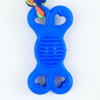Игрушка жевательная с канатом "Косточка на привязи", 9,5 см, синяя Игрушка жевательная с канатом "Косточка на привязи", 9,5 см, синяя