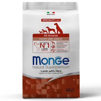 Cухой корм Monge Dog Speciality Line Puppy&Junior корм для щенков всех пород, из ягненка с рисом 800 г