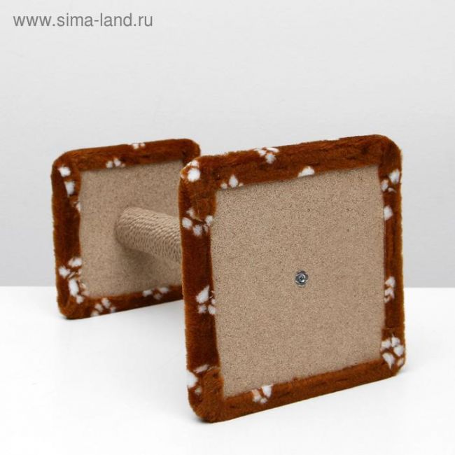 Когтеточка "Полка" с подставкой, 30 х 30 х 40 см, джут, коричневая с лапками Когтеточка "Полка" с подставкой, 30 х 30 х 40 см, джут, коричневая с лапками