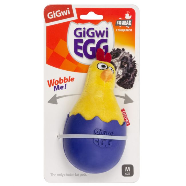 75476 Игрушка для собак Цыпленок-неваляшка с пищалкой 14см, серия GIGwi EGG 75476 Игрушка для собак Цыпленок-неваляшка с пищалкой 14см, серия GIGwi EGG