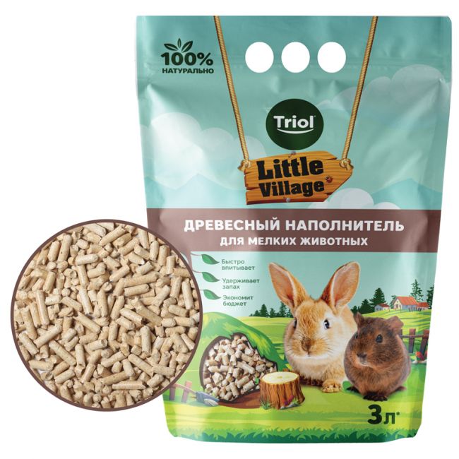 Наполнитель древесный для мелких животных, 3л, серия LITTLE VILLAGE Наполнитель древесный для мелких животных, 3л, серия LITTLE VILLAGE