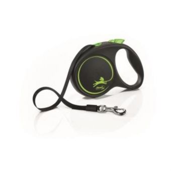 Рулетка Flexi Black Design M (до 25 кг) 5 м лента, черный/зеленый Рулетка Flexi Black Design M (до 25 кг) 5 м лента, черный/зеленый