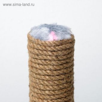 Когтеточка "Радость" на подставке, 30 х 30 х 40 см, джут, серая с розовыми лапками Когтеточка "Радость" на подставке, 30 х 30 х 40 см, джут, серая с розовыми лапками