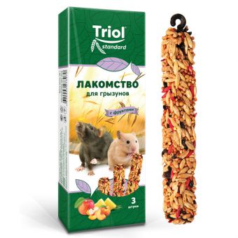 Лакомство для грызунов с фруктами (уп. 3 шт), 80г, Triol Standard Лакомство для грызунов с фруктами (уп. 3 шт), 80г, Triol Standard