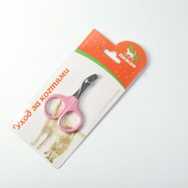 Ножницы-когтерезы изогнутые с прорезиненными ручками, отверстие 6 мм, розовые Ножницы-когтерезы изогнутые с прорезиненными ручками, отверстие 6 мм, розовые