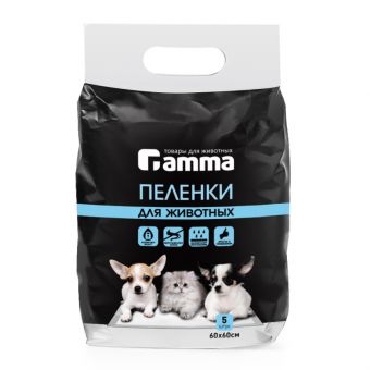 Пеленки для животных, 600*600мм (уп.5шт.) Пеленки для животных, 600*600мм (уп.5шт.)