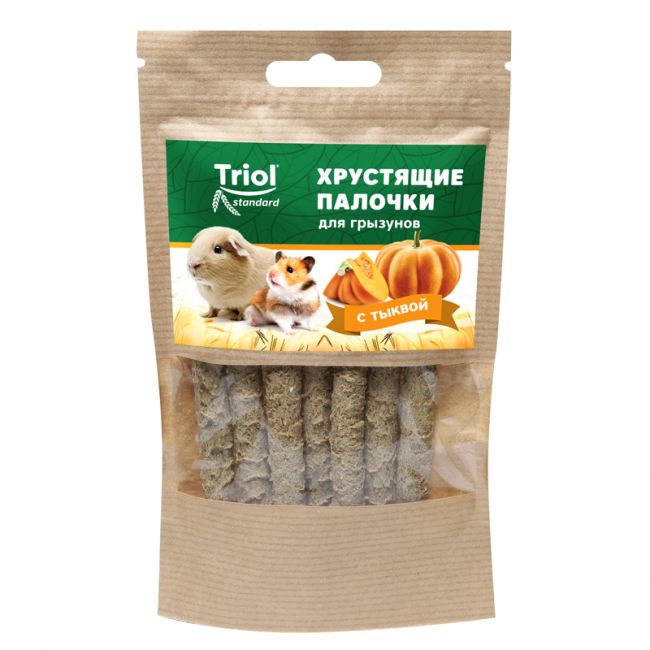 Лакомство хрустящие палочки для грызунов с тыквой, 30г, Тriol Standard Лакомство хрустящие палочки для грызунов с тыквой, 30г, Тriol Standard