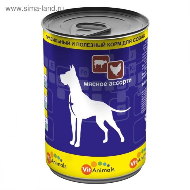 Консервы VitAnimals для собак, мясное ассорти, 410 г. Консервы VitAnimals для собак, мясное ассорти, 410 г.