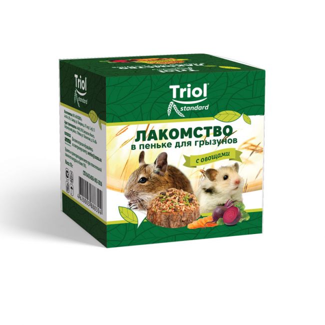 Лакомство в пеньке для грызунов с овощами, 70г, Triol Standard Лакомство в пеньке для грызунов с овощами, 70г, Triol Standard