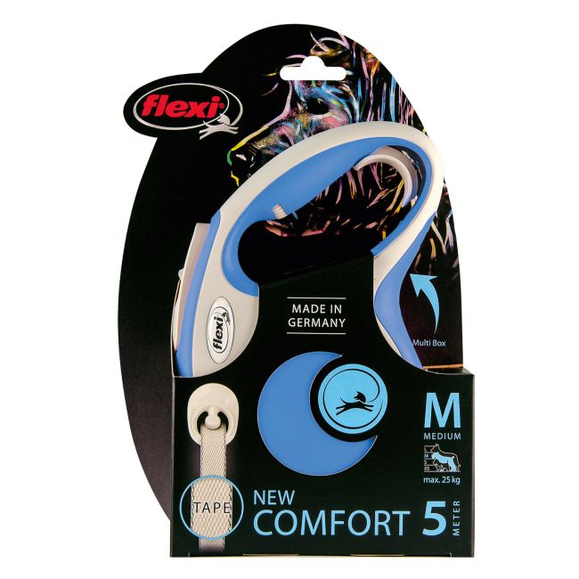 flexi рулетка NEW LINE Comfort M (до 25 кг) лента 5 м серый/синий flexi рулетка NEW LINE Comfort M (до 25 кг) лента 5 м серый/синий