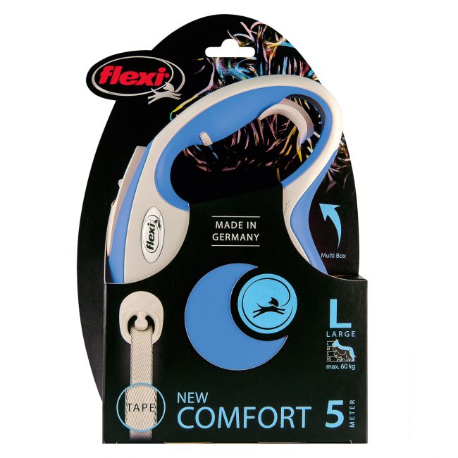 flexi рулетка NEW LINE Comfort L (до 60 кг) лента 5 м серый/синий flexi рулетка NEW LINE Comfort L (до 60 кг) лента 5 м серый/синий
