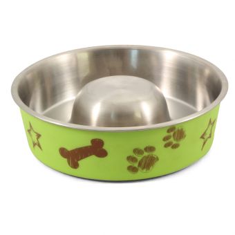 Миска металлическая "Косточка" Slow feed, 0,45л
