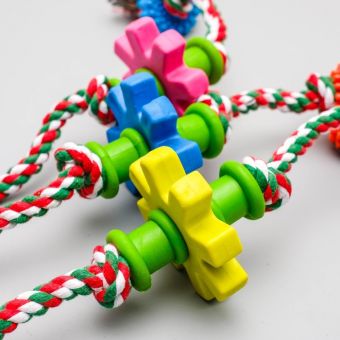 Игрушка канатная с жевательными элементами "Шестерёнки", до 34 см, до 100 г, микс цветов Игрушка канатная с жевательными элементами "Шестерёнки", до 34 см, до 100 г, микс цветов