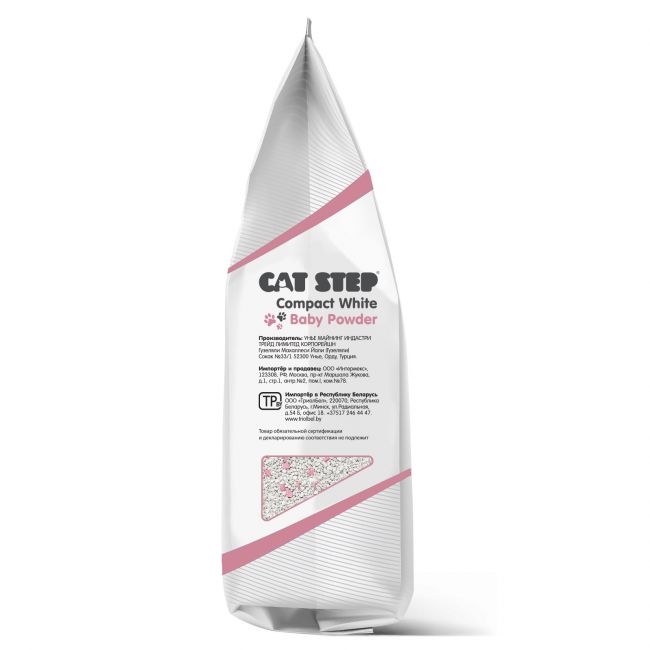 Наполнитель для котят комкующийся минеральный CAT STEP Compact White Baby Powder, 5 л