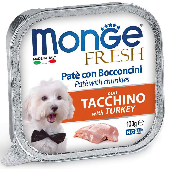 Влажный корм Monge Dog Fresh для собак, с индейкой, консервы 100 г Влажный корм Monge Dog Fresh для собак, с индейкой, консервы 100 г