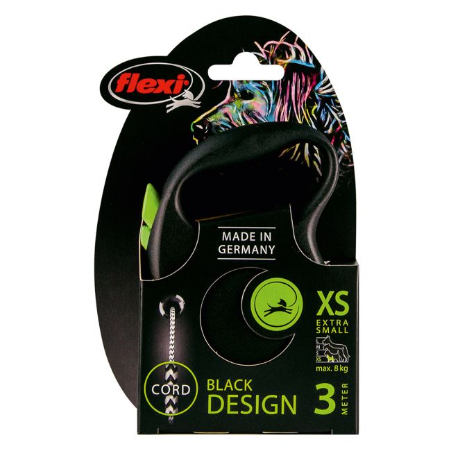 flexi рулетка Black Design XS (до 8 кг) 3 м трос черный/зеленый flexi рулетка Black Design XS (до 8 кг) 3 м трос черный/зеленый