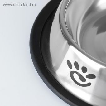 Миска для кошек Пижон, с нескользящим основанием, с принтом, серебристая, 470 мл Миска для кошек Пижон, с нескользящим основанием, с принтом, серебристая, 470 мл