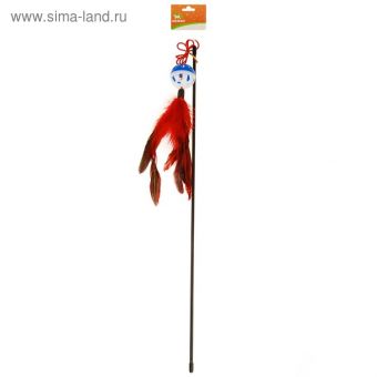 Дразнилка-удочка с пластиковым шариком и перьями, микс цветов
