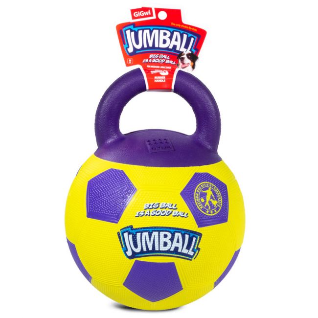 75366 Игрушка для собак Мяч футбольный c ручкой желтый 26см, серия JUMBALL 75366 Игрушка для собак Мяч футбольный c ручкой желтый 26см, серия JUMBALL