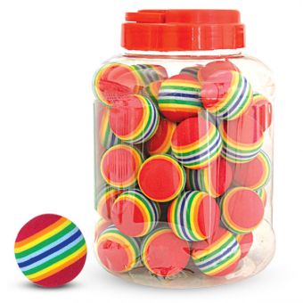Игрушка для кошек "Мячик полосатый", красный, d35мм (банка 50шт.) Игрушка для кошек "Мячик полосатый", красный, d35мм (банка 50шт.)