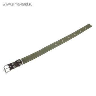 Ошейник брезентовый двухслойный, 68 х 3,5 см, ОШ 30-55 см, тёмно-зелёный