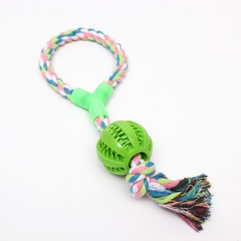 Игрушка канатная с ручкой и мячом, 38 см, до 160 г, зелёная Игрушка канатная с ручкой и мячом, 38 см, до 160 г, зелёная