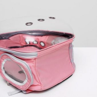 Рюкзак для переноски кошек и собак прозрачный, 31 х 28 х 42 см, розовый Рюкзак для переноски кошек и собак прозрачный, 31 х 28 х 42 см, розовый