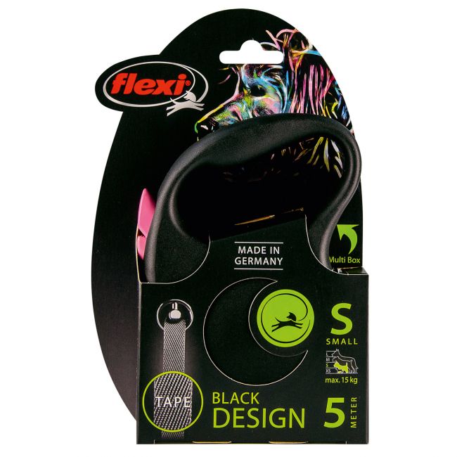 flexi рулетка Black Design S (до 15 кг) 5 м лента черный/розовый flexi рулетка Black Design S (до 15 кг) 5 м лента черный/розовый