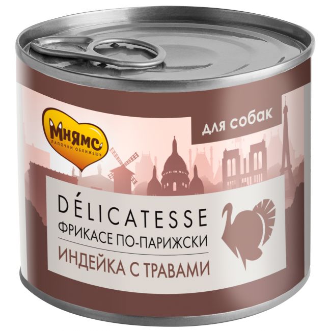 Влажный корм Мнямс Паштет из индейки с травами для собак всех пород "Фрикасе по-парижски" 200 г NEW Влажный корм Мнямс Паштет из индейки с травами для собак всех пород "Фрикасе по-парижски" 200 г NEW