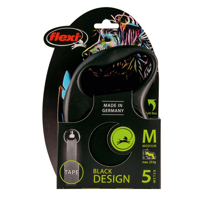 flexi рулетка Black Design M (до 25 кг) 5 м лента черный/синий flexi рулетка Black Design M (до 25 кг) 5 м лента черный/синий