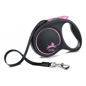 flexi рулетка Black Design M (до 25 кг) 5 м лента черный/розовый flexi рулетка Black Design M (до 25 кг) 5 м лента черный/розовый