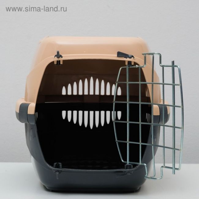 Переноска для животных до 9 кг "Пижон", металлическая дверь, 43 х 29 х 27,5 см, бежево-серая Переноска для животных до 9 кг "Пижон", металлическая дверь, 43 х 29 х 27,5 см, бежево-серая
